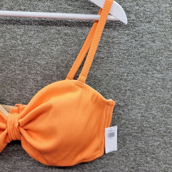Old Navy Swim Bikini Top Women’s 2X Orange Coral Textured Rib Cinch Front NWT - Picture 3 of 14